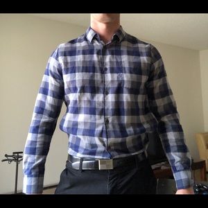 Blue checkered dress shirt